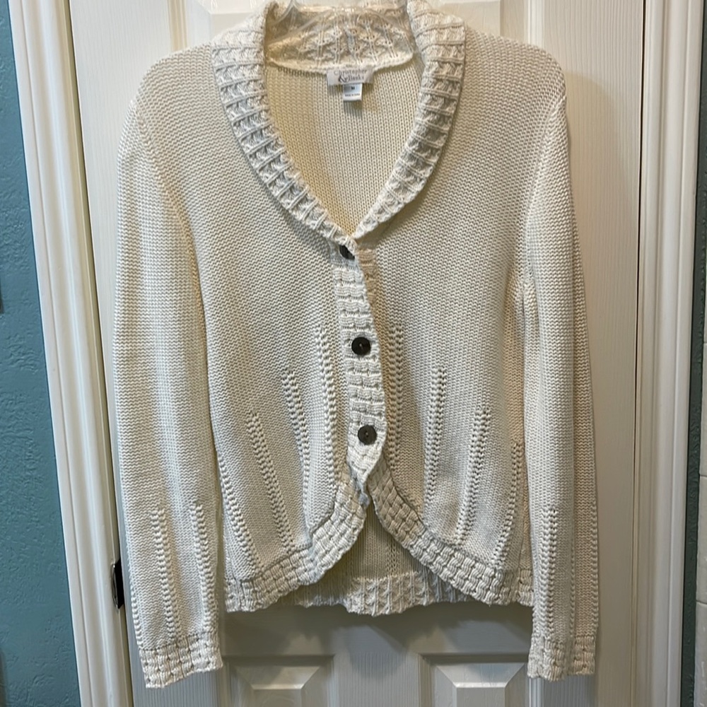 Christopher & Banks cream button up cardigan